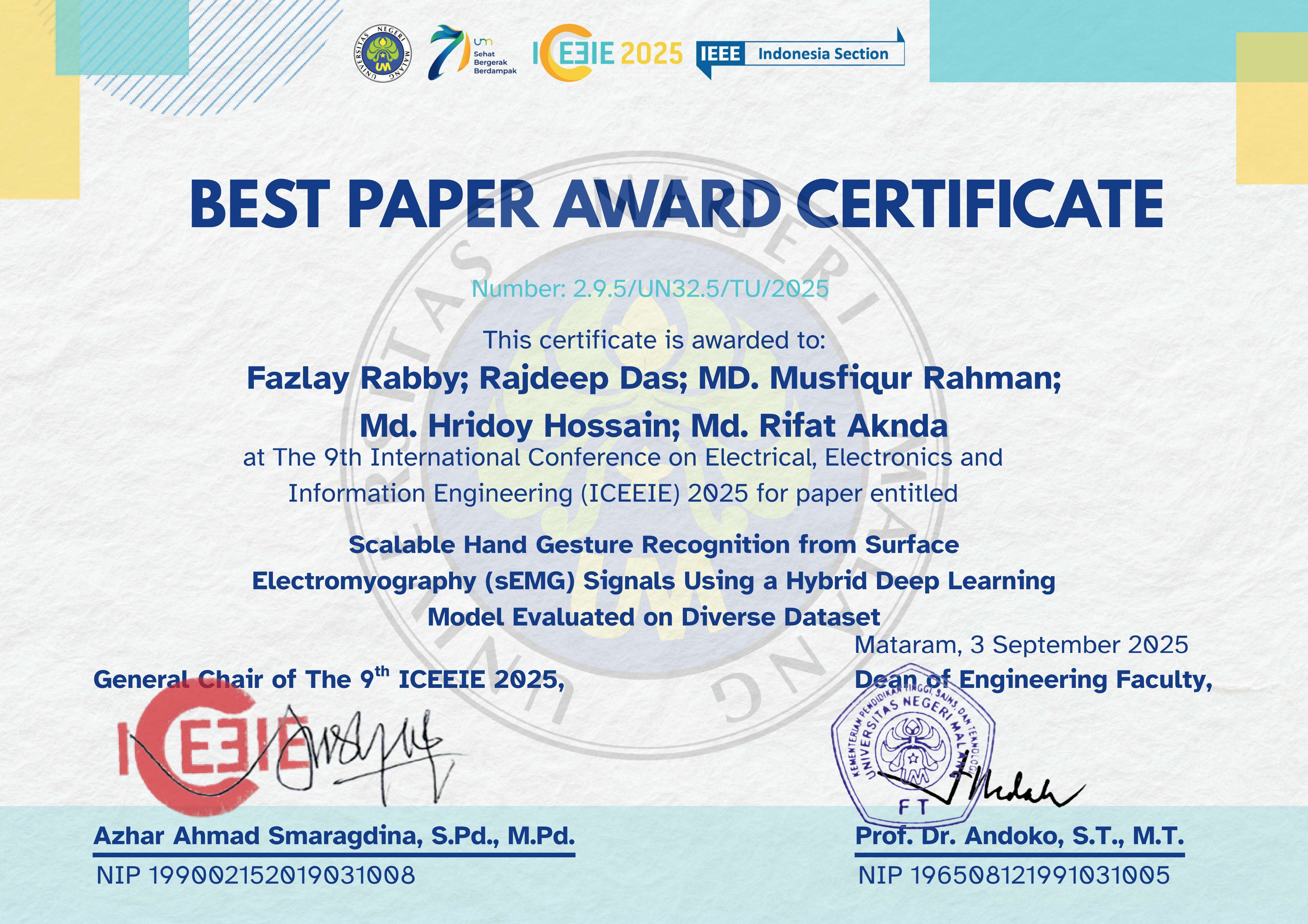 Research Grant Certificate 1